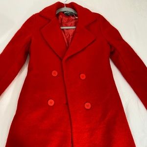 Wool Blend Ruby Red Winter Coat